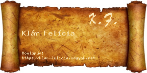 Klár Felícia névjegykártya